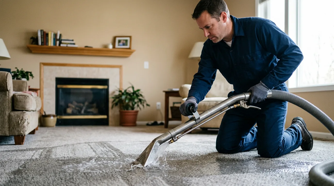 Water damage restoration technician working near Huntington Mills, PA
